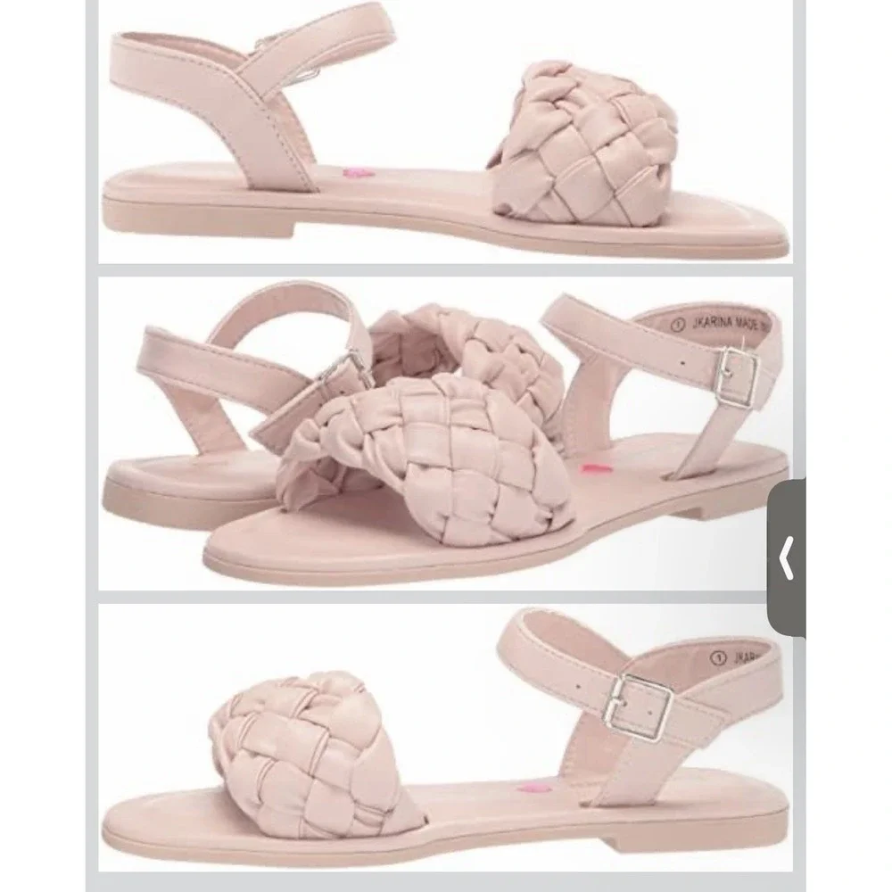 Steve Madden Big Girls Karina Ankle Strap Sandals Size 3 Blush Pink - New